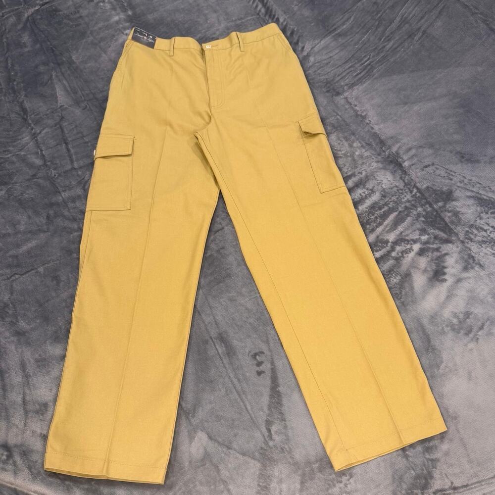 NWT David Taylor Back Elastic Twill Cargo Pockets Khaki Pants Sz 38-32